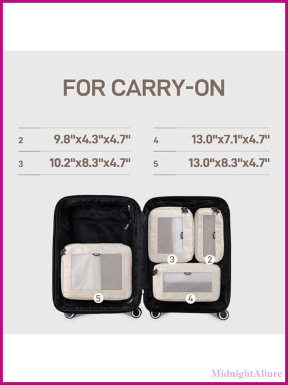 Compression Packing Cubes 4 Set Ripstop Polyester Travel Organizers - Picture 2 of 6